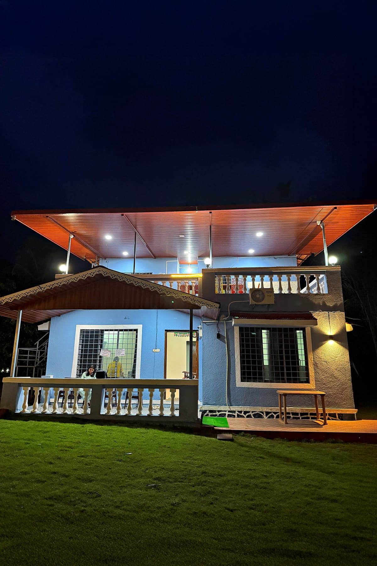 Riverdeck Villa exterior at sunset